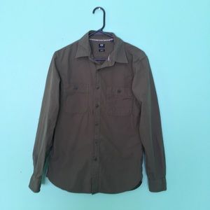 Uniqlo slim fit work over shirt olive small